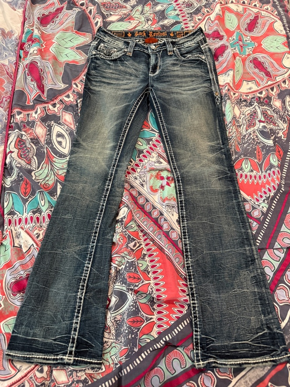 Rock Revival Women's Flare Jeans - Dark Wash Blue